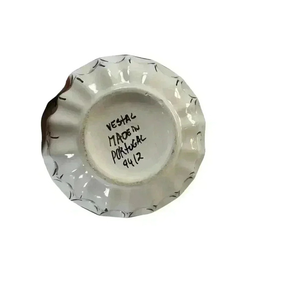 Vintage Vestal Bowl Basket Made In Portugal Numbered 94/2 Hand Painted Porcelain - Picture 9 of 12